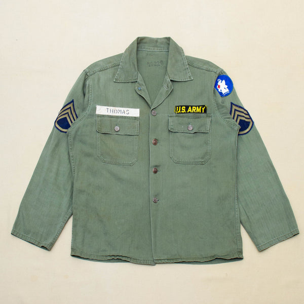 40s Vintage US Army HBT Utility Shirt - Large