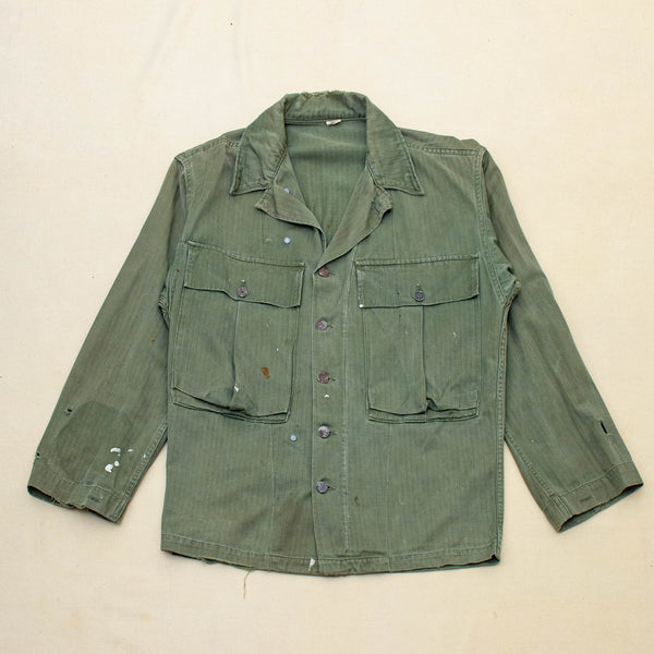 Distressed 40s WW2 Vintage '45D' HBT Jacket - Medium