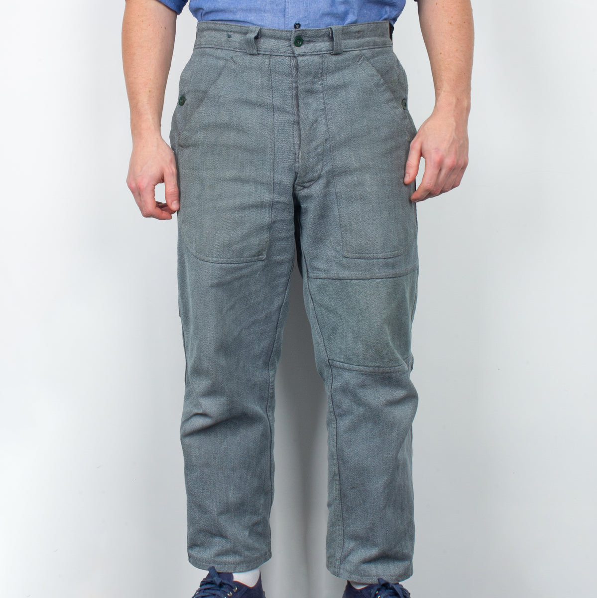 Deadstock 60s/70s Vintage Swiss Army Salt & Pepper Denim Trousers