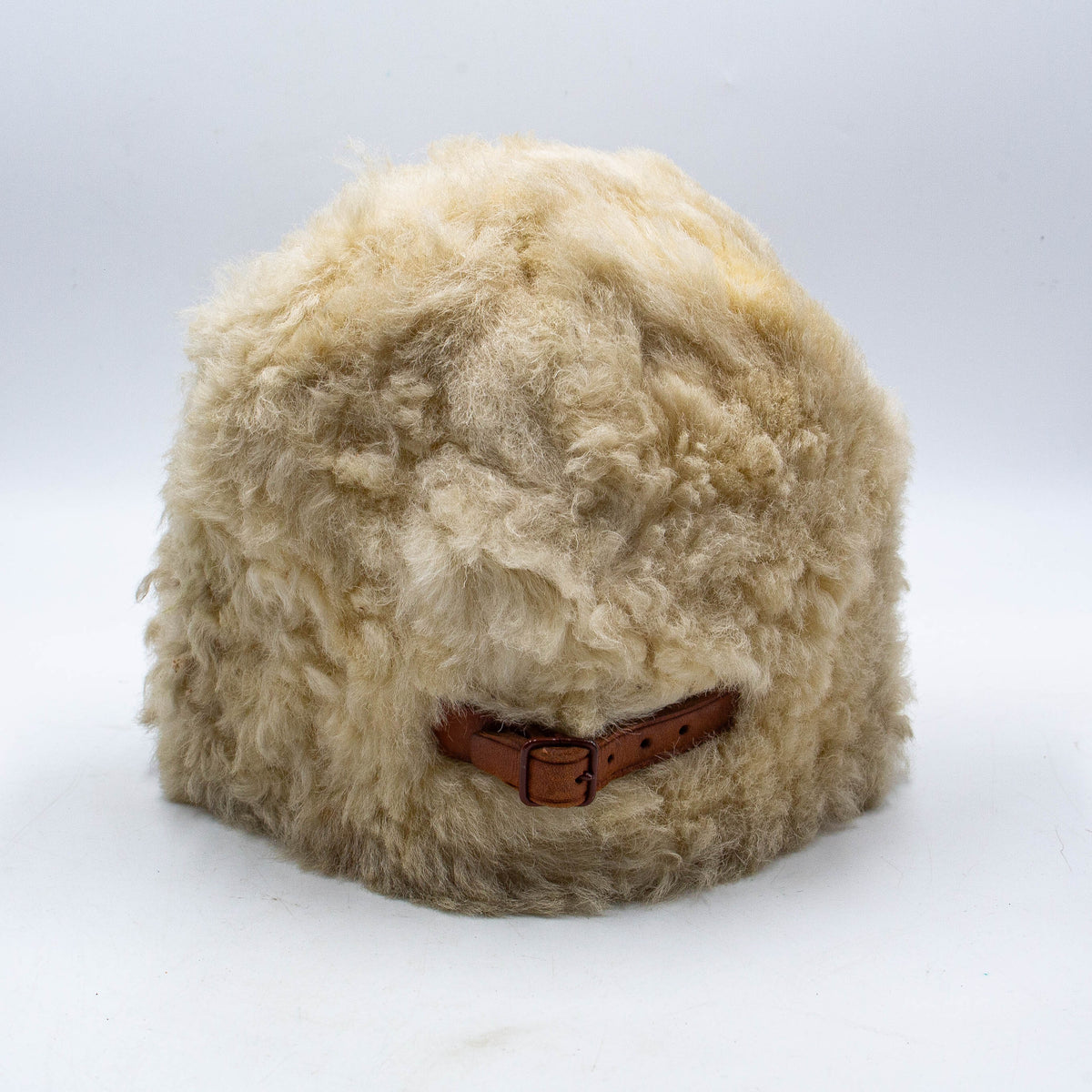 40s Vintage Swedish Army M1909 Sheepskin Hat - Medium 
