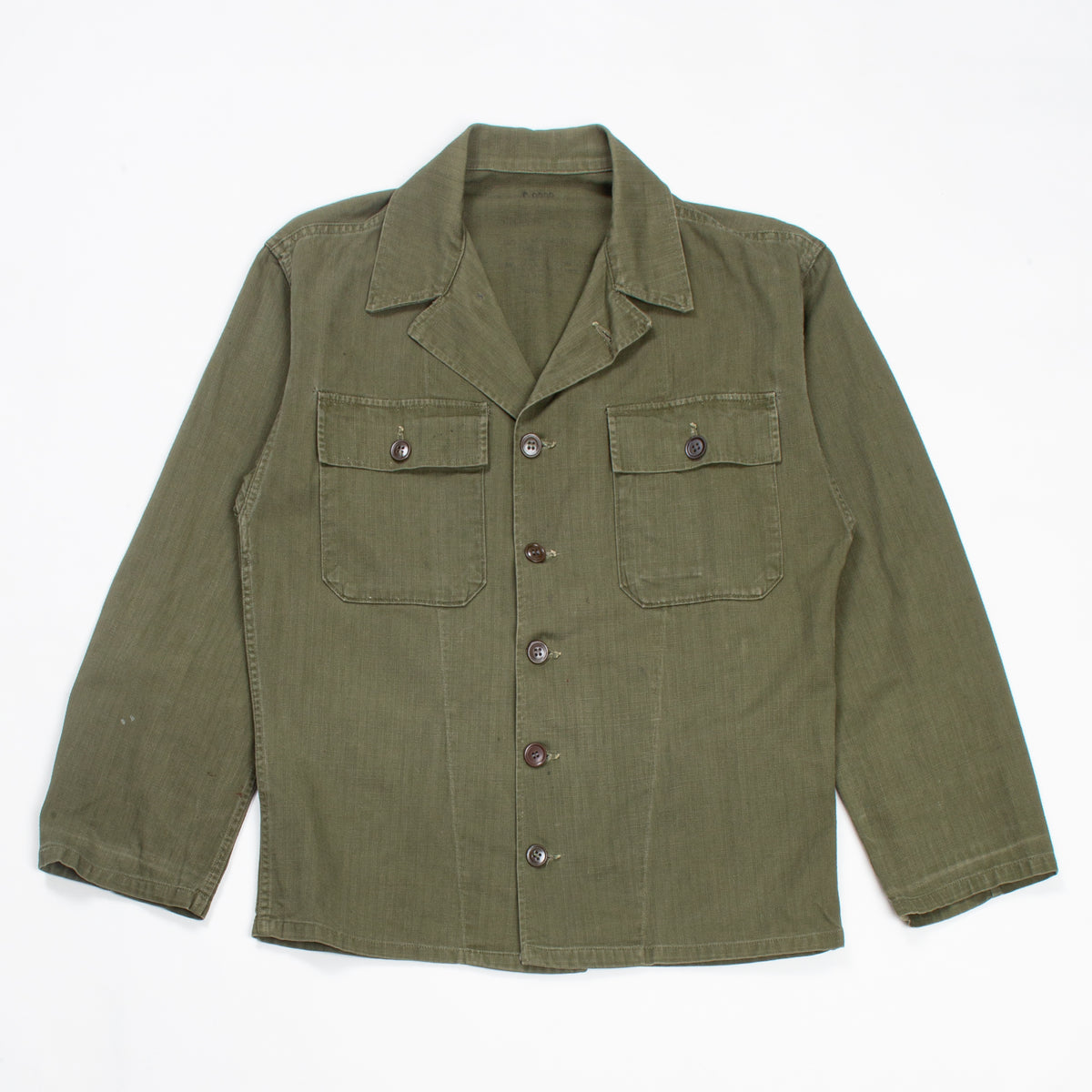 50s 60s OG-107 13スター ボタン US ARMY 50s Vintage US Army HBT Utility Shirt - Small – Omega Militaria