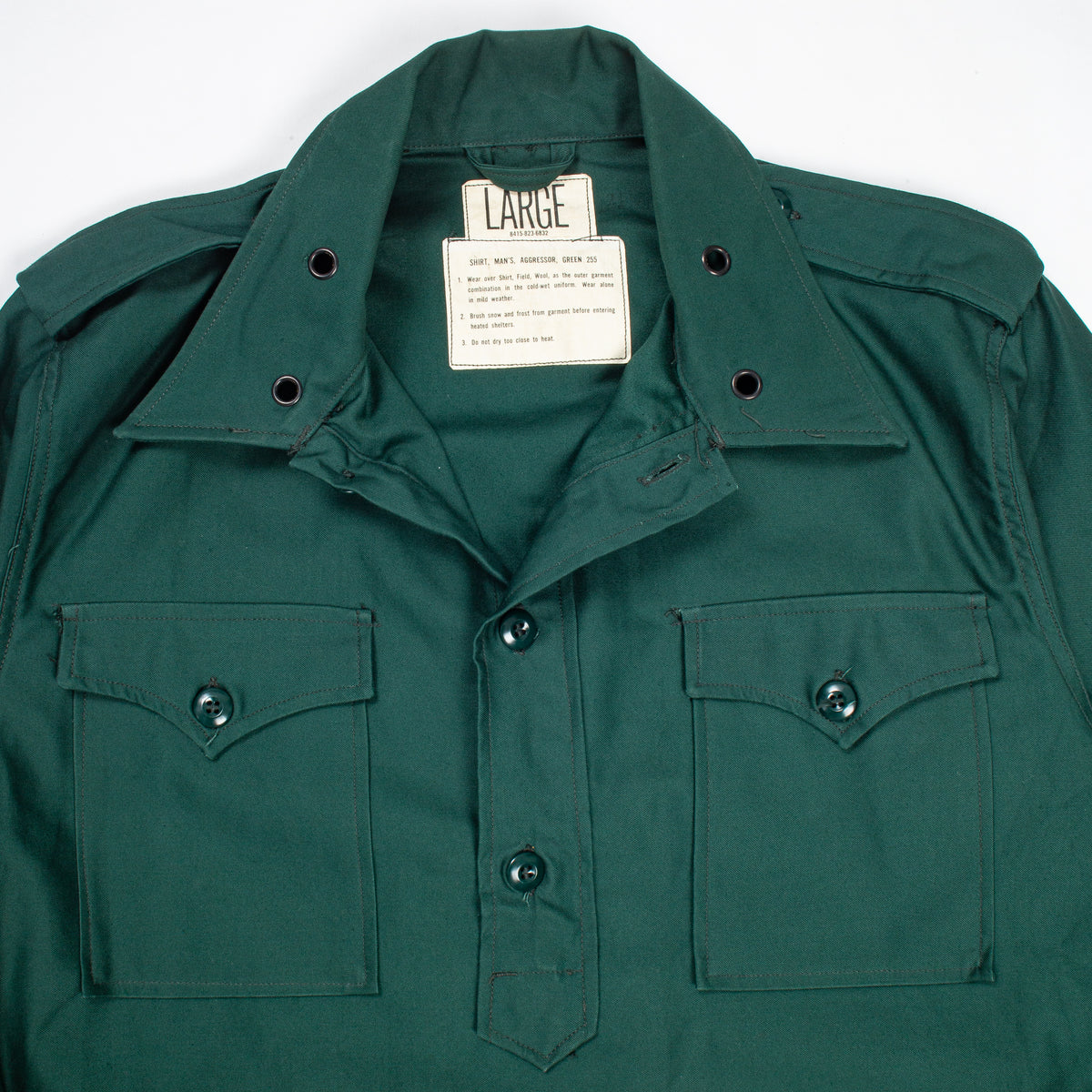 60's ミリタリー　メモリアルシャツ Deadstock Rare 60s Emerald Green Aggressor Shirt - Large – Omega