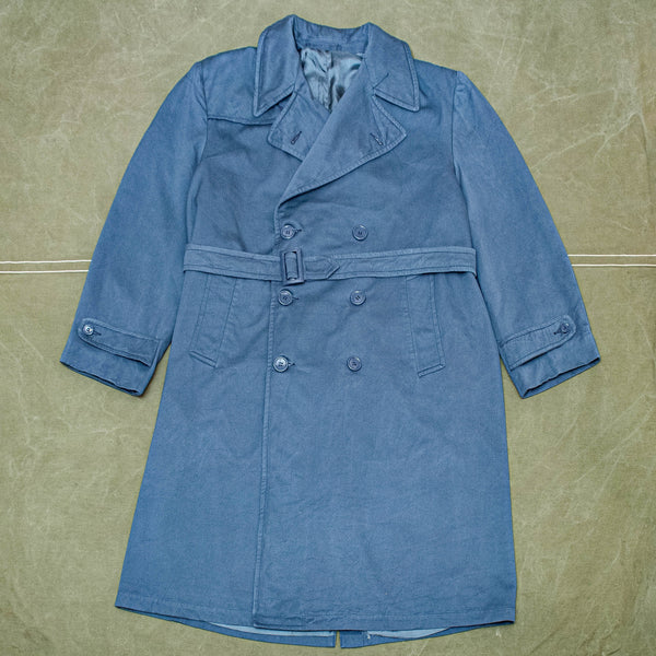 NOS 50s Vintage RAF Blue Gabardine Overcoat - X-Large