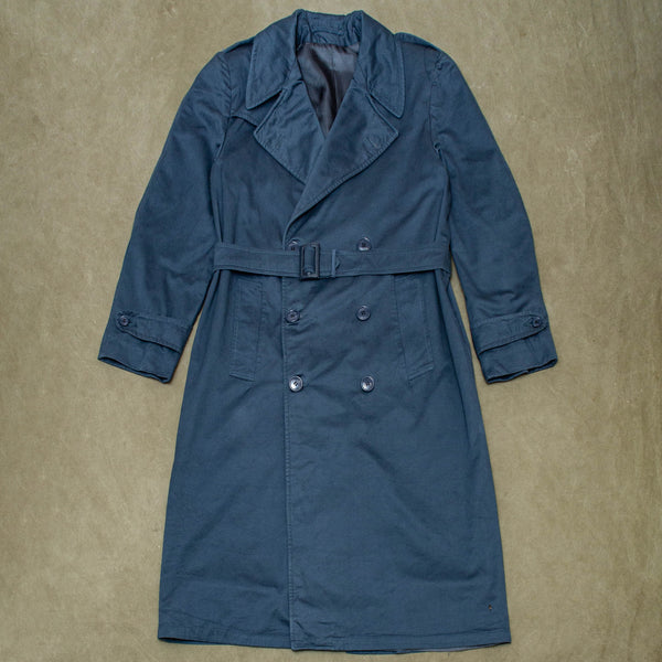 NOS 50s Vintage RAF Blue Gabardine Overcoat - Large