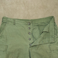 60s Vintage US Army Poplin OG-107 Tropical Combat Trousers - 38x30
