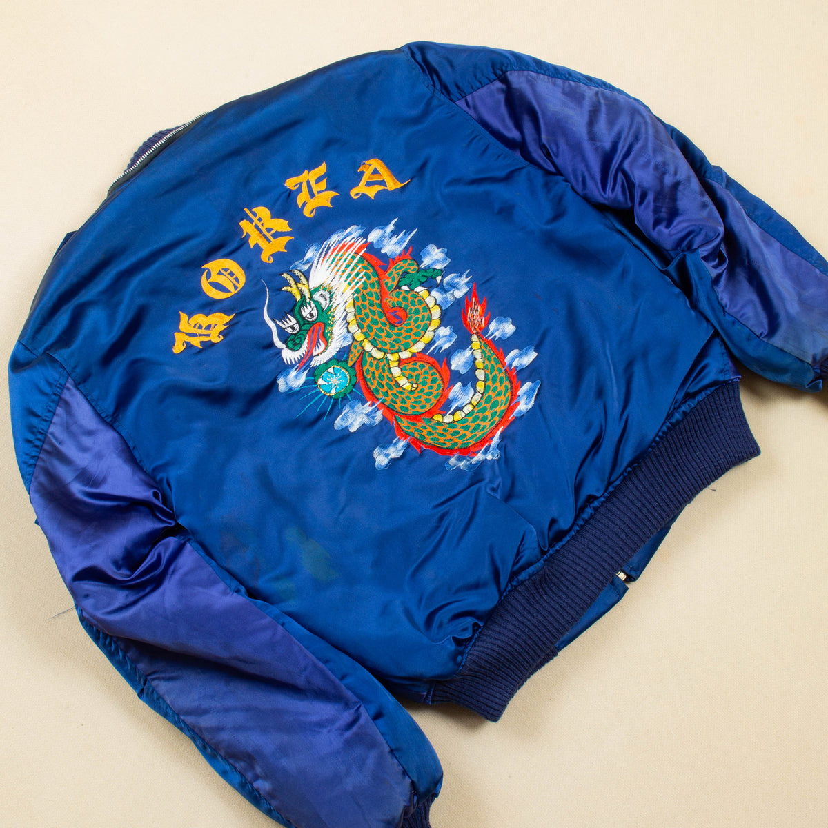 70s Vintage Korean Tailor-Made Souvenir Bomber Jacket - Medium 