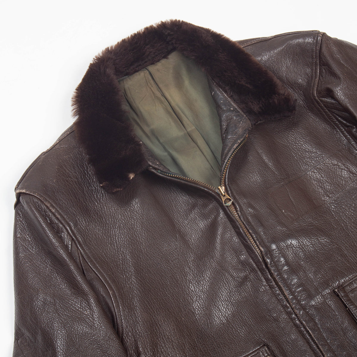 40s WW2 US Navy AN-6552 Leather Flight Jacket - Small – Omega