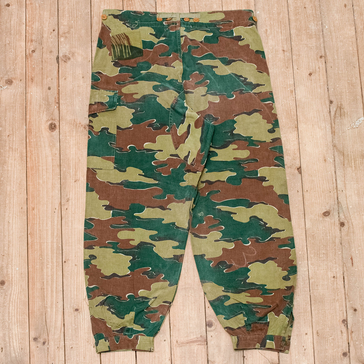 50s Vintage Belgian Army Jigsaw Camo Combat Trousers - 38x28