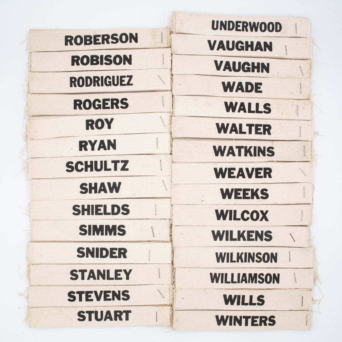 NOS 60s Vietnam War Black-On-White Stamped Name Tapes – Omega