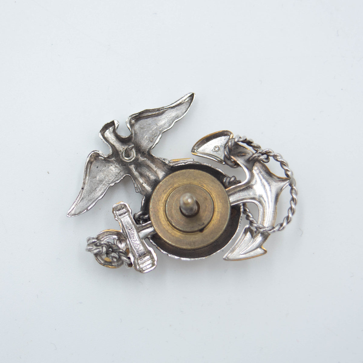 US Marine Corps Large Silver & Gold plated Eagle, Globe & Anchor (EGA)   Omega Militaria