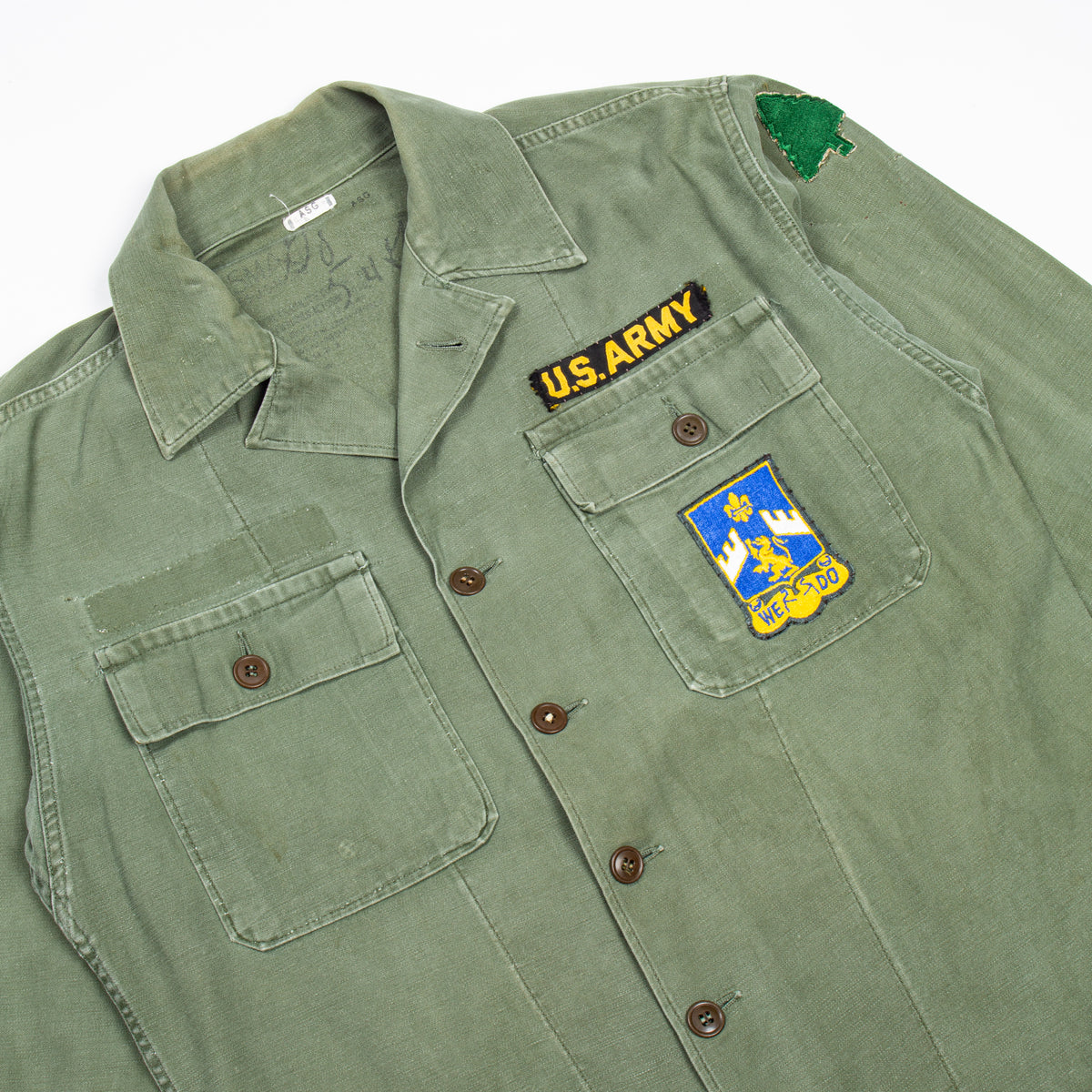 60s Vintage 363rd Inf. Rgt. OG-107 Sateen Utility Shirt - Medium