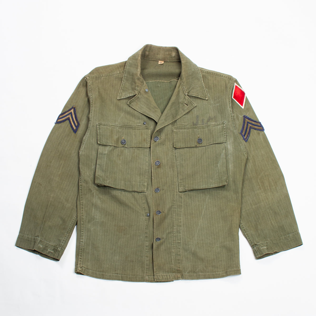40s Vintage US Army 5th Infantry Division '45D' HBT Jacket - Large