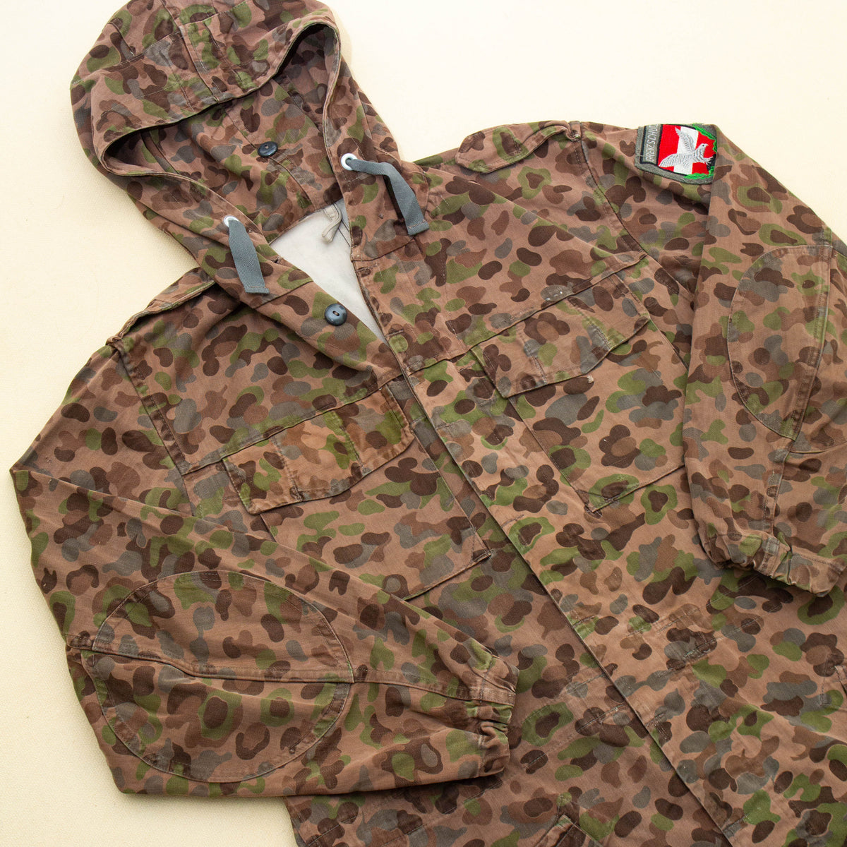 Rare 50s Vintage Austrian Pea Dot Camo Parka - X-Large