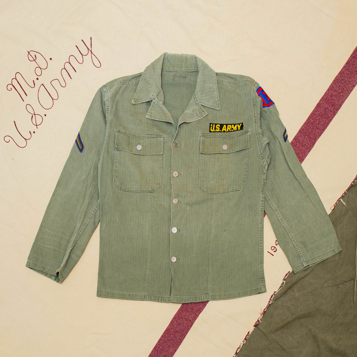 40s Vintage US Army HBT Utility Shirt - Large – Omega Militaria