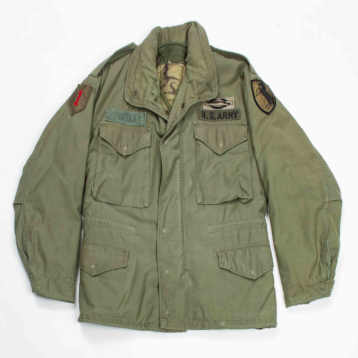 ジャケット・アウター 60S US ARMY OG107 UTILITY SHIRT JACKET Patched 60s Vintage OG-107 M65 Field Jacket & Liner - Small