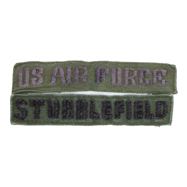1960s Vietnamese-Made Subdued 'Stubblefield' US Air Force / Name Tape Set