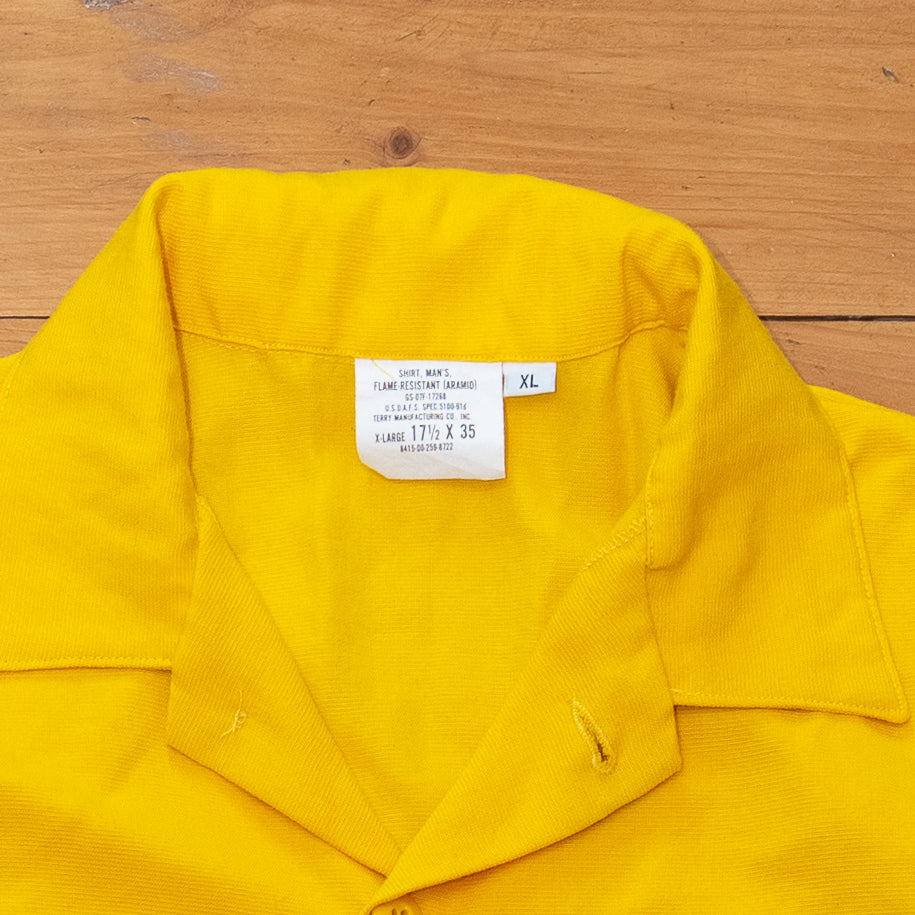 Rare 1970s Vintage US Forest Service Yellow Aramid Flame-Resistant Shi