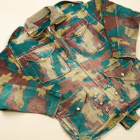 60s Vintage Distressed Belgian Army Jigsaw Camo Denison Style Pullover Para Smock - Medium