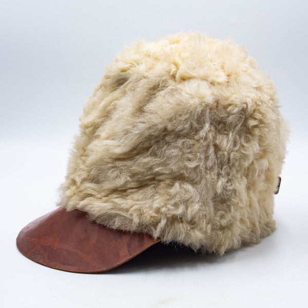 40s Vintage Swedish Army M1909 Sheepskin Hat - Medium