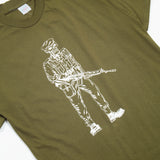 80s Vintage British Army OD Green Graphic T-Shirt - Small