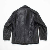 50s Vintage French Leather Pompier Firefighter Coat - Medium