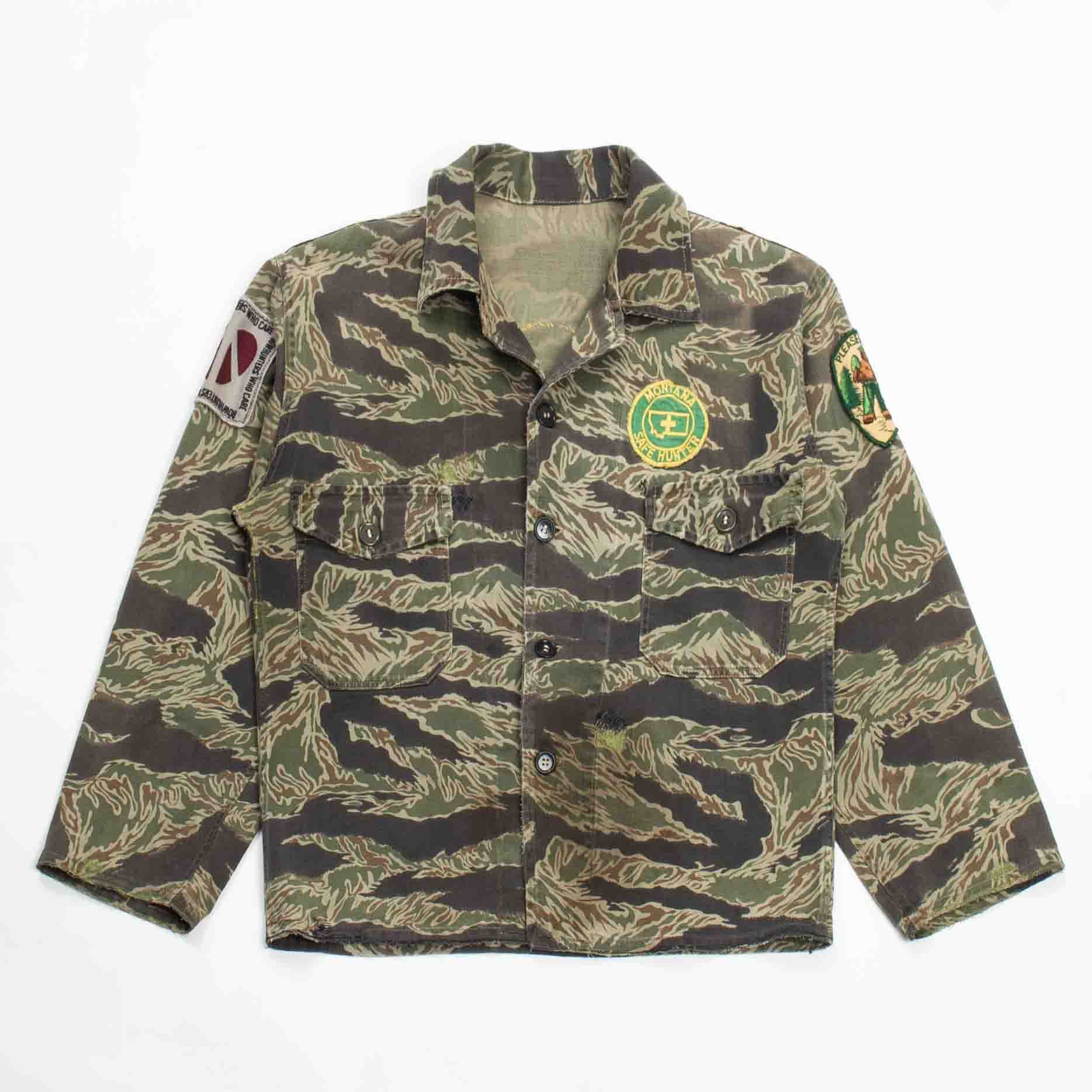 60s Vietnam War Vintage Bow Hunter's Zig-Zag Tigerstripe Shirt