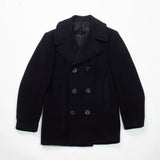 60s Vintage US Navy Black Pea Coat - Small