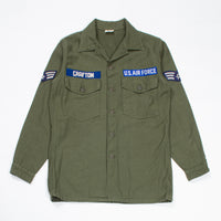 60s Vietnam War Vintage US Air Force 3rd Pattern OG-107 Sateen Utility Shirt - Medium