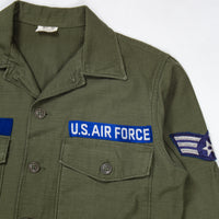 60s Vietnam War Vintage US Air Force 3rd Pattern OG-107 Sateen Utility Shirt - Medium