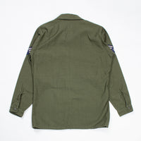 60s Vietnam War Vintage US Air Force 3rd Pattern OG-107 Sateen Utility Shirt - Medium