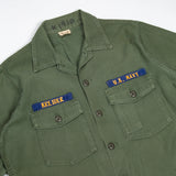 60s Vietnam War Vintage US Navy 3rd Pattern OG-107 Sateen Utility Shirt - Medium