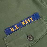 60s Vietnam War Vintage US Navy 3rd Pattern OG-107 Sateen Utility Shirt - Medium