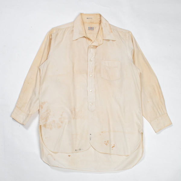 50s Vintage Japanese Shirokiya White Cotton Shirt - Medium