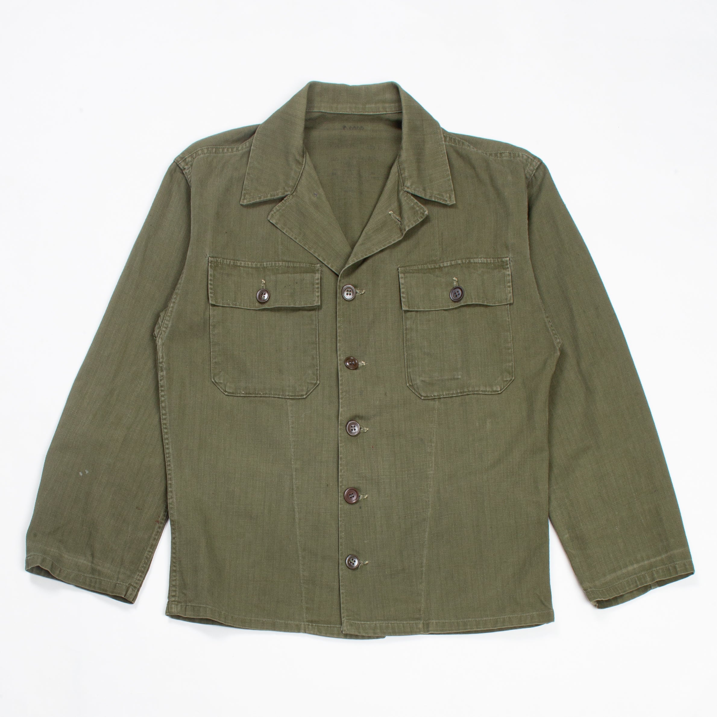 50s 60s OG-107 13スター ボタン US ARMY 50s Vintage US Army HBT Utility Shirt - Small – Omega Militaria