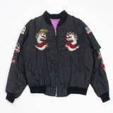 80s Vintage Korean Tailor-Made Souvenir Bomber Jacket - Large