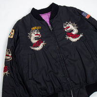 80s Vintage Korean Tailor-Made Souvenir Bomber Jacket - Large