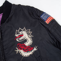80s Vintage Korean Tailor-Made Souvenir Bomber Jacket - Large