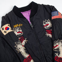 80s Vintage Korean Tailor-Made Souvenir Bomber Jacket - Large
