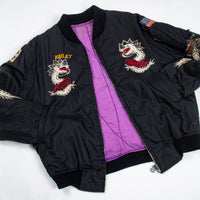 80s Vintage Korean Tailor-Made Souvenir Bomber Jacket - Large