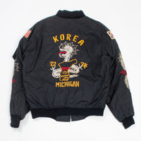 80s Vintage Korean Tailor-Made Souvenir Bomber Jacket - Large