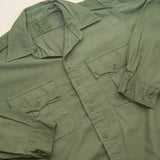 NOS 60s Vintage British Army Aertex Green Jungle Shirt - Medium