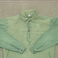 60s Vintage Swedish Army Grandad Shirt - Large