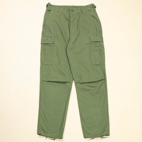 Deadstock 60s Vietnam War Vintage OG-107 Poplin Jungle Trousers - 33x34