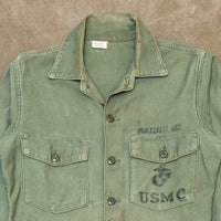 60s Vintage USMC OG-107 Sateen Utility Shirt - Medium