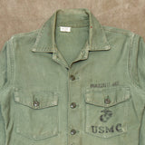 60s Vintage USMC OG-107 Sateen Utility Shirt - Medium