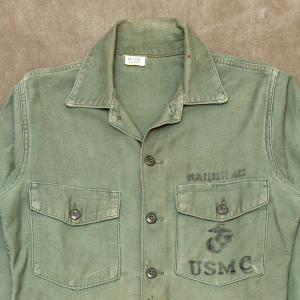 60s Vintage USMC OG-107 Sateen Utility Shirt - Medium – Omega