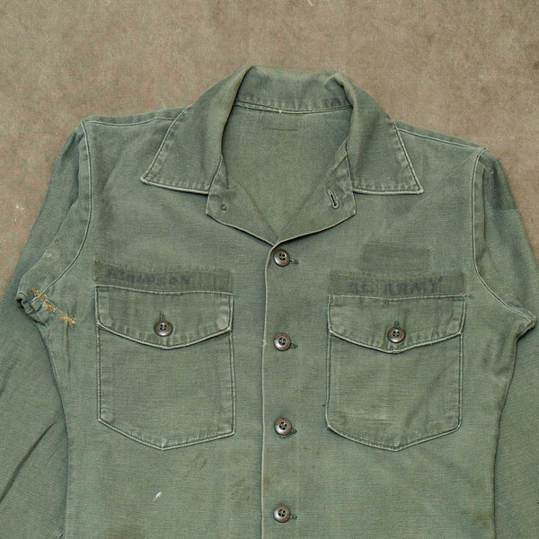 60s Vintage US Army OG-107 Sateen Utility Shirt - Medium – Omega