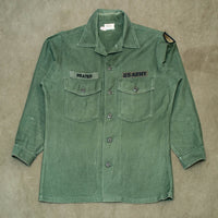 70s Vintage 'Prater' US Army OG-107 Sateen Utility Shirt - Large