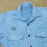 50s Vintage Royal Navy Blue Working Dress Shirt - Large