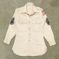 50s Vintage US Army Khaki Dress Shirt - Small
